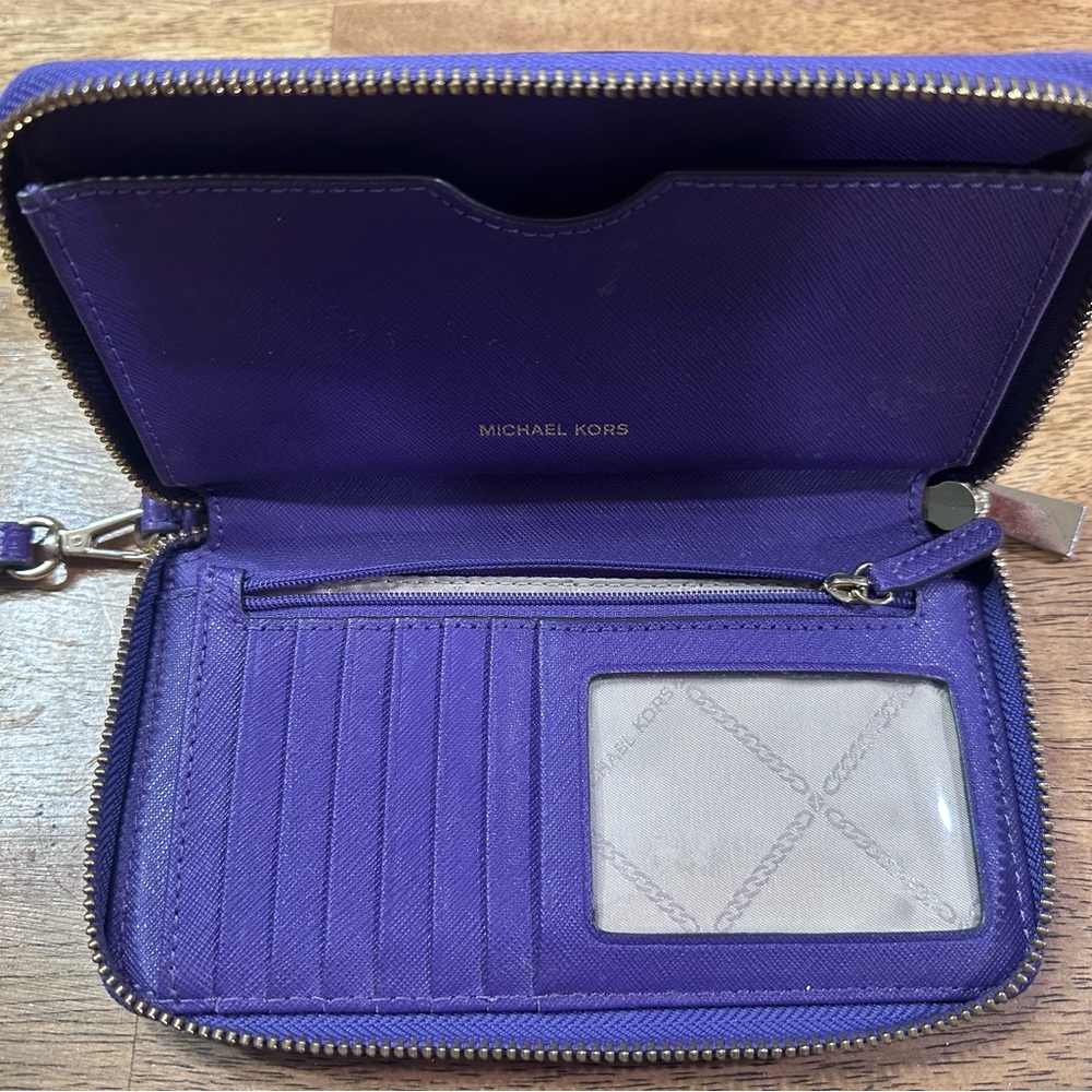 Michael Kors Purple Leather Zip Wallet - Picture 5 of 8